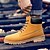 baratos Botas de trabalho-botas de trabalho amarelas clássicas masculinas – botas de cano curto duráveis com cadarço, colarinho acolchoado e sola resistente