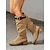 abordables Botas holgadas-Botas altas hasta la rodilla de gamuza sintética para mujer con detalle de hebilla, estilo occidental, calzado casual de otoño e invierno para uso diario