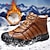 baratos Inverno e botas de neve-botas de caminhada masculinas de couro sintético marrom com forro de pelúcia – calçados de inverno duráveis para aventuras ao ar livre