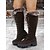 baratos Botas de neve e inverno-botas femininas de camurça sintética com cadarço até o joelho e punhos de pele sintética – calçados de inverno estilosos com sola grossa