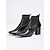 cheap Women&#039;s Boots-Women&#039;s Black Patent Crocodile Pattern Block Heel Ankle Boots – Stylish Formal Footwear for Parties and Office Wear