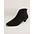 baratos Botas de tornozelo-botins femininos pretos de bico fino com salto gatinho - calçado elegante e versátil para todas as estações