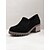 economico Slip-ons e mocassini da donna-mocassini da donna in pelle scamosciata nera con suola spessa - suola robusta con tacco a blocco per un uso casual e quotidiano