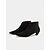baratos Botas de tornozelo-botins femininos pretos de bico fino com salto gatinho - calçado elegante e versátil para todas as estações
