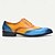 tanie Klasyczne Buty Eleganckie-męskie buty typu brogs oxford z gradientem – najwyższej jakości skóra bydlęca z żółtym i niebieskim wzorem, idealne do pracy, na imprezy lub oficjalne okazje