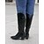 baratos Cowboy &amp; Western Boots-botas western pretas de couro sintético até o joelho com bico fino e salto bloco – estilo cowgirl chique para mulheres