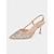 baratos Formal-saltos slingback brilhantes em ouro rosa com tira ajustável no tornozelo e salto gatinho para mulheres - ideais para casamentos e ocasiões especiais