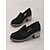 economico Slip-ons e mocassini da donna-mocassini da donna in pelle scamosciata nera con suola spessa - suola robusta con tacco a blocco per un uso casual e quotidiano