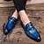 billiga Halvformell-blå och röda krokodilpräglade loafers i konstläder för män – elegant slip-on design med metallaccent för högtidlig klädsel och affärskläder