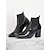 cheap Women&#039;s Boots-Women&#039;s Black Patent Crocodile Pattern Block Heel Ankle Boots – Stylish Formal Footwear for Parties and Office Wear