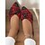 abordables Sandalias planas de mujer-Bailarinas de cuadros escoceses rojos para mujer: zapatos sin cordones con diseño festivo con nudos para uso casual y festivo