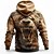 abordables Estampado animal-Hombre Oso Sudaderas Sudadera Moda Fresco Diario Manga Larga Cuello Barco Fiesta Festivos Ropa de calle Marrón Correa Otoño Invierno Diseñador S M L XL XXL XXXL