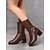 baratos Botas da moda-botas femininas de inverno de cano médio com forro de pele de couro sintético preto com pingente de estrela e saltos altos – calçado elegante e quente para o tempo frio