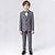 preiswerte Formeller Anzug für Jungen-5 Stück Ring-Träger Anzug Jungen kinderkleidung Anzug Formeller Anzug Blazer &amp; Weste &amp; Hosen &amp; Brosche &amp; Krawatte Formal Party Modisch Cool Feste Farbe Tasche Blau Beige Grau Polyester