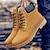 baratos Botas de trabalho-botas de trabalho amarelas clássicas masculinas – botas de cano curto duráveis com cadarço, colarinho acolchoado e sola resistente