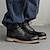 baratos Botas de cano curto-botins masculinos de dois tons com cadarço | design em couro sintético e camurça para uso casual e ao ar livre