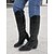 baratos Cowboy &amp; Western Boots-botas western pretas de couro sintético até o joelho com bico fino e salto bloco – estilo cowgirl chique para mulheres