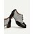 levne Dámské Vintage Boty-dámské černo-bílé kostkované šněrovací oxfordky s brogue detaily a blokovými podpatky – elegantní obuv inspirovaná vintage stylem pro práci i ležérní outfity