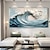 abordables Peintures paysages-Peinture à l&#039;huile sur toile de vagues de l&#039;océan encadrée en 3D, peinte à la main, peinture à l&#039;huile sur toile, nature abstraite faite à la main, peinture texturée sur mer bleue, art mural