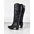 baratos Cowboy &amp; Western Boots-botas western pretas de couro sintético até o joelho com bico fino e salto bloco – estilo cowgirl chique para mulheres