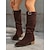 abordables Botas holgadas-Botas altas hasta la rodilla de gamuza sintética para mujer con detalle de hebilla, estilo occidental, calzado casual de otoño e invierno para uso diario