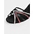 abordables Zapatos de baile latino-Zapatos de baile latino con diamantes de imitación negros para mujer, con correa en el tobillo y tacón medio, perfectos para bailes de salón, salsa y presentaciones en fiestas.