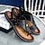 abordables sandales d&#039;extérieur-sandales à orteils en similicuir pour hommes – tongs de style vintage avec rivets décoratifs pour une tenue de plage décontractée en été