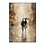 cheap People Paintings-Handmade Oil Painting Canvas Wall Art Decoration Figure Lovers Hold Up An Umbrella Abstract Rain Street Landscape for Home Decor Rolled Frameless Unstretched Painting