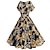 billige Kjoler-Retro / vintage 1950-tallet Cocktail Kjole Kjoler Flare kjole Polkadotter Blomst Kostyme Dame Maskerade Fest Utdrikningslag Festival Voksne Kjole Hjemkomstkjoler