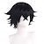 billige Anime parykker-Cosplay kostume paryk Bouncy Curl Naturligt, bølget hår Kort bob Fint Pandehår Med bangs / pandehår Maskinproduceret Paryk Kort Sort Syntetisk hår Herre Klassisk Bekvem Sort
