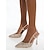 baratos Formal-saltos slingback brilhantes em ouro rosa com tira ajustável no tornozelo e salto gatinho para mulheres - ideais para casamentos e ocasiões especiais