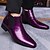 levne Boty Chelsea-pánské fialové lakované chelsea boots z umělé kůže s elastickým goringem – stylová ležérní i společenská obuv