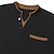 economico Maglietta casual Henley-Per uomo Maglietta con scollo a V T-shirt Maglia a maniche lunghe Manica lunga Collage Giornaliero Informale Stile di strada La moda falso in due pezzi A V Esterno Strada Casual Estate Primavera Nero