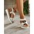 cheap Espadrille Sandals-Women's Boho Espadrille Wedge Sandals with Metallic Ring Detail - Strappy Summer Shoes for Casual and Beachwear