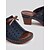 cheap Casual Sandals-Women&#039;s Comfortable Blue Perforated Faux Leather Block Heel Sandals with Bowknot - Perfect for Summer