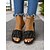 billiga Avslappnade sandaler-slip-on sandaler för kvinnor med rufsiga konstläderband, minimalistisk avslappnad stil för sommaroutfits och vardagskläder