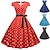 billige Kjoler-1950'erne Retro / vintage rockabilly Kjoler Swing kjole Flare kjole Polkaprikker Figursyet Gynge Udklædning Dame Valentinsdag Fest Stævnemøde tefest Voksne Kjole Forår sommer