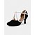 abordables Zapatos de baile latino-Zapatos de baile latino elegantes de gamuza negra para mujer con suela de gamuza suave y correa con brillo | Perfectos para practicar y actuar