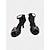 abordables Zapatos de baile latino-Zapatos de baile latino con diamantes de imitación negros para mujer, con correa en el tobillo y tacón medio, perfectos para bailes de salón, salsa y presentaciones en fiestas.