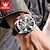 abordables Relojes mecánicos-OLEVS Hombre Relojes Mecánico Creativo Al Aire Libre Deportes Moda Calavera Cuerda Automática Luminoso IMPERMEABLE Piel Reloj