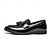 economico Mocassini-mocassini da uomo in finta pelle verniciata nera con nappine – scarpe eleganti slip-on con dettagli in velluto per matrimonio e abbigliamento formale