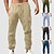baratos Clássico-Homens Calças de linho Calças Calça verão Calças de gaze Com Cordão Cintura elástica Bolso frontal Tecido Conforto Respirável Comprimento total Casual Diário Feriado Moda Estilo Clássico ダークカーキ Preto