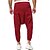 cheap Retro-Men&#039;s Joggers Linen Pants Trousers Summer Pants Baggy Pants Elastic Waist Drop Crotch Plain Comfort Breathable Full Length Home Casual Daily Fashion Yoga Black Red
