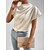baratos Blusas Simples Femininas-Mulheres Blusa Côr Sólida Diário à moda Casual Manga Curta Gola Redonda Tops regulares Diário Patchwork Preto Branco Rosa Verão Primavera Outono