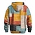 billige Geometrisk mønster-Herre Rutet Fleece Hattetrøje Enkel Fritid Stamme Langermet Crew-hals Gateklær Gul Rød Blå Ta igjen glidelåsen Høst Vinter Designer S M L XL 2XL 3XL