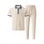 billiga Basic Tees-set för män-Herr Våffelskjorta Polo T-shirts Byxuppsättningar Långärmad Fjärdedels blixtlås Ensfärgat Stickat Mode Ficka Hem Kontor / Karriär Gata Svart Elfenben Blå Topp t-shirt för män