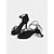 abordables Zapatos de baile latino-Zapatos de baile latino con diamantes de imitación negros para mujer, con correa en el tobillo y tacón medio, perfectos para bailes de salón, salsa y presentaciones en fiestas.