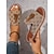 abordables Sandales Décontractées-sandales à enfiler en léopard pour femmes avec détails à pompons, chaussures décontractées en similicuir pour la plage d&#039;été et le quotidien