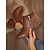 baratos Botas de tornozelo-botins femininos de couro sintético marrom com zíper lateral | confortáveis e estilosos para uso diário
