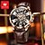 abordables Relojes mecánicos-OLEVS Hombre Relojes Mecánico Creativo Al Aire Libre Deportes Moda Calavera Cuerda Automática Luminoso IMPERMEABLE Piel Reloj